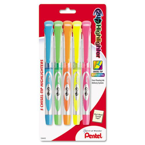 24/7 Highlighter, Chisel Tip, Blue/Green/Orange/Pink/Yellow Ink, 5/Set