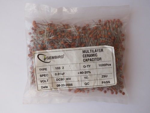 0.01uF 50V Multilayer Ceramic Capacitor NOS 1000 pcs+