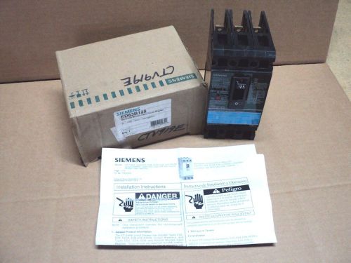 SIEMENS ED63B125 125 AMP 600 VOLT NEW IN BOX - FREE SHIPPING - CIRCUIT BREAKER