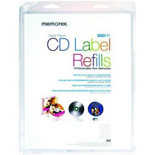 Memorex White CD Labels, Matte Finish. 300 Pack