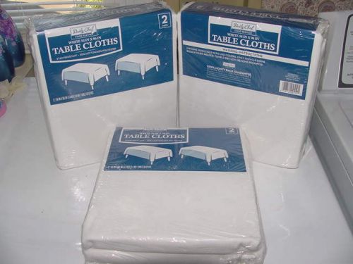 6 - Daily Chef Tablecloths White 54&#034; x 96&#034; Stain Resistant Cotton Polyester NEW