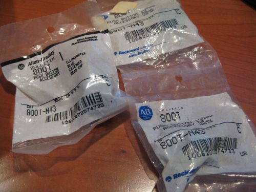 Allen Bradley 800T-N43 Illuminated BLUE Extended Head Cap LOT of 3 NIB