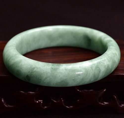 Beautiful Natural Floating Flowers Gems Bangle Bracelet Green Jade 56mm-59mm