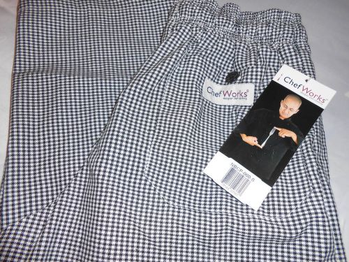 Chef Works Designer Chef Clothing Black &amp; white check NWT Sz S Unisex