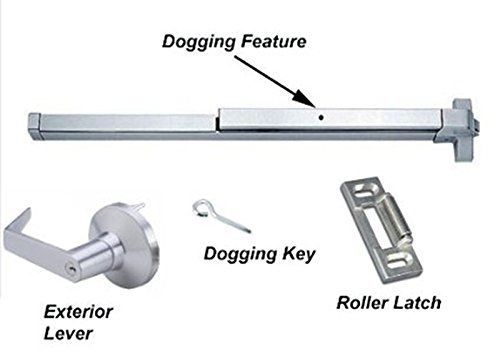 Dynasty hardware push bar panic exit device aluminum, with exterior lever for sale