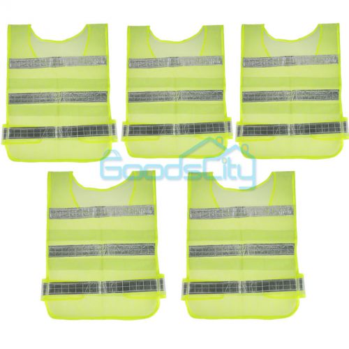 5pcs high safety security visibility reflective vest gear coat  stripe green for sale