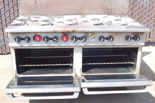 Wolf vulcan hart g60l stainless steel ten open top burners 2 oven s/s gas range for sale
