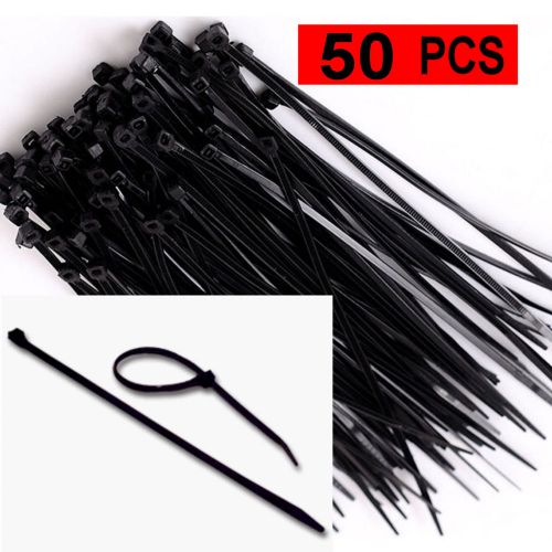 Zip Cable Ties 50 PCS 8&#034; inch Black Strap Wrap