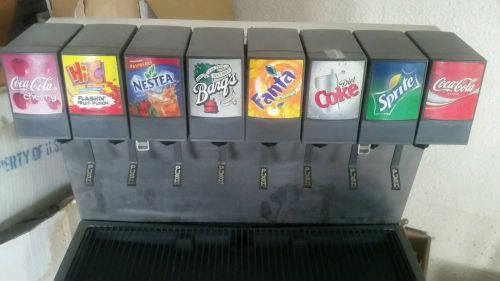 Fountain soda dispenser with 8 heads, carbonator, and syrup rack with pump racks