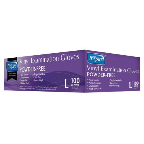 Inspire Large Powder-free Exam Grade Vinyl Disposable Gloves (Case of 1000)