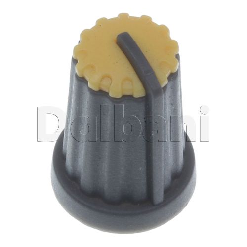 6pcs @$2 20-04-0012 new push-on mixer knob black with yellow top 6 mm plastic for sale