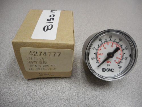 Smc k40-mp1.0-n01ms gauge 0-160psi,1/8in mnpt 1.5in dia,center back mount for sale