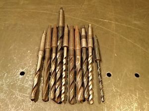 10 Pc Lot Morse Taper #1 Shank Drill Bits MT1 1MT 17/64&#034; to 15/32&#034;, 5mm