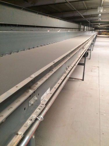 Used 24&#034; Buschman Power Flat Belt Conveyor Approx. 240&#039; Long, 6&#034; Roller Spacing