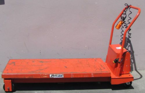 Presto 1000 lbs. Electric Hydraulic Lift Cart 4’ x 2’ Platform 12V Parker Pump