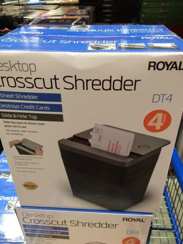 NEW! ROYAL Desktop Crosscut 4 Sheet Credit Card Shredder Slide &amp; Hide Model DT4