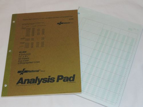 National Analysis Columnar Pad Lot 4 Columns 90 Sheets 11&#034; x 8 1/2&#034;