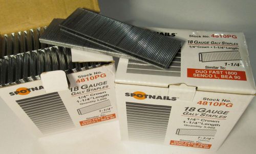 10,000 NEW SPOTNAILS 1-1/4&#034; 4810PG 18-GAUGE 1/4&#034; NARROW CROWN GALVANIZED STAPLES