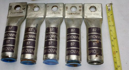 New qty:5 new t &amp; b brown die 87, 350 kcmil al9cu terminal lug thomas &amp; betts for sale