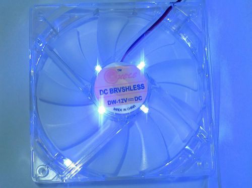 12V DC 120MM 38CFM CPU COMPUTER CLEAR COOLING FAN 1200RPM POWER W BLUE LED LITES