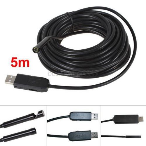 5M 6LED USB Endoscope Borescope Snake Inspection Video Camera Waterproof 7mm B61