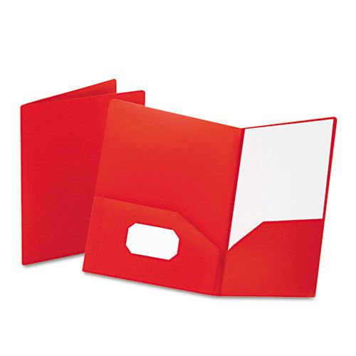 Poly Twin-Pocket Folder, Holds 100 Sheets, Opaque Red