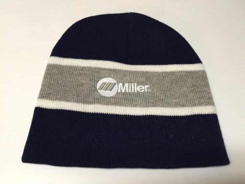 Genuine MILLER WELDER Navy/White/Grey Beanie Hat  *~*  FREE SHIP  *~*