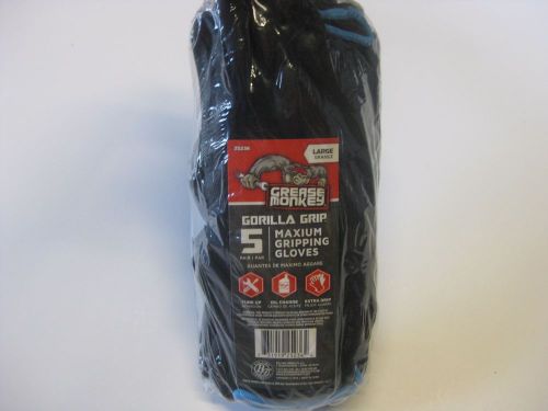 BRAND NEW  Grease Monkey Gorilla Grip 5 Pair Gloves  Large  25236