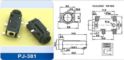 500pcs 4pin smd smt 1/8&#034; 3.5mm stereo socket jack for headset headphones mount for sale