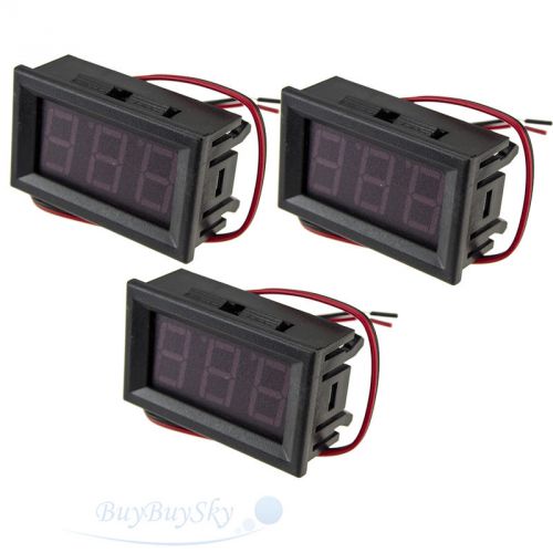 3X Mini DC 5-120V Voltmeter  LED Panel 3-Digital Display Voltage Meter 2-wire