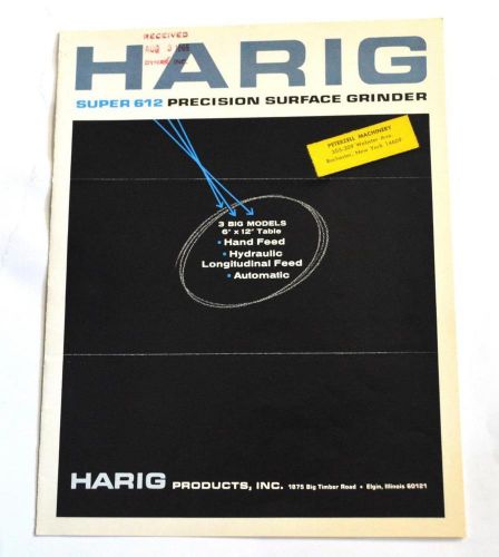 Harig 612 precision surface grinder brochure for sale