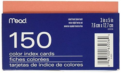 Mead Color Ruled Index Cards with Tray, 3 x 5 Inches, Assorted (63036)