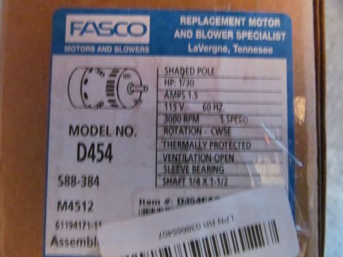 1/30hp 3000RPM CW 3.3&#034; Diameter 115 Volts Fasco # D454 (JA1M088NV)