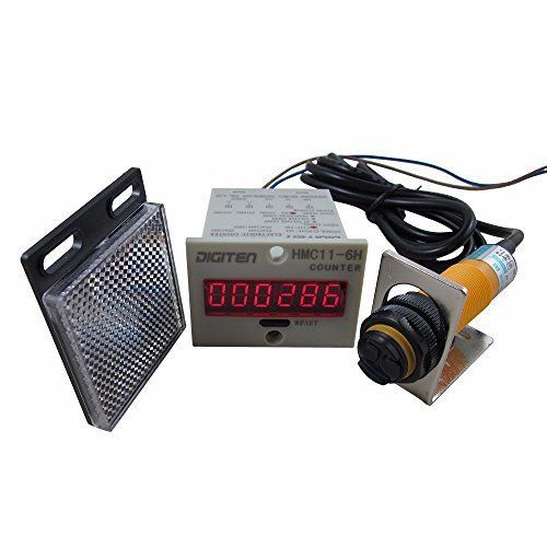 DIGITEN 12.24VDC Digital LED Counter,PhotoElectric Swith Sensor, Auto Reflector