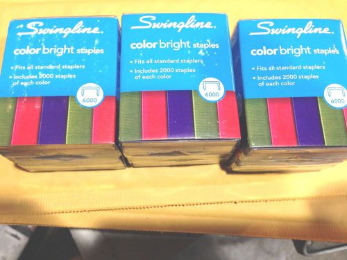 3 packs color bright staples, assorted colors, blue, red, green, 18000 total for sale