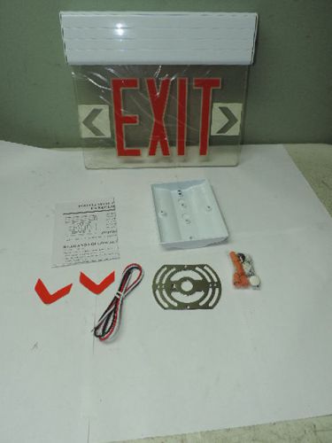 Red led emergency exit light sign ceiling edge lit battery backup white single for sale