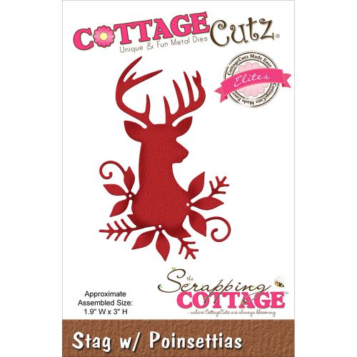 &#034;CottageCutz Elites Die-Stag W/Poinsettias 1.9&#034;&#034;X3&#034;&#034;&#034;