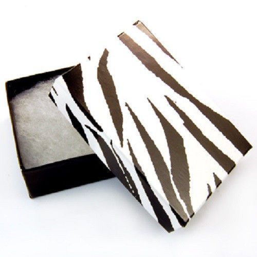 200 Small Zebra Print Cotton Filled Jewelry Ring Earring Gift Boxes 1 7/8&#039;&#039;