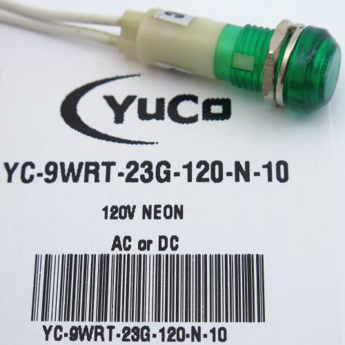 Lot of 10 yc-9wrt-23g-120-n neon indicator miniature pilot light 9mm green 120v for sale