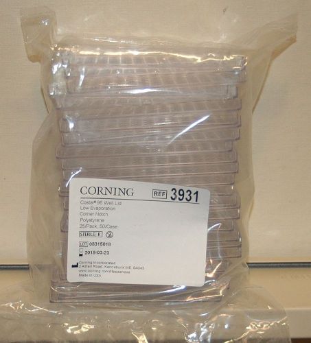 25 Corning 3931 Sterile 96-Well Clear Low Evaporation Lids w/Corner Notch - 2018