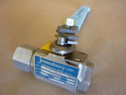 BALL VALVE 1/2&#034; 316SS JAMESBURY # A-3600TT MOD B