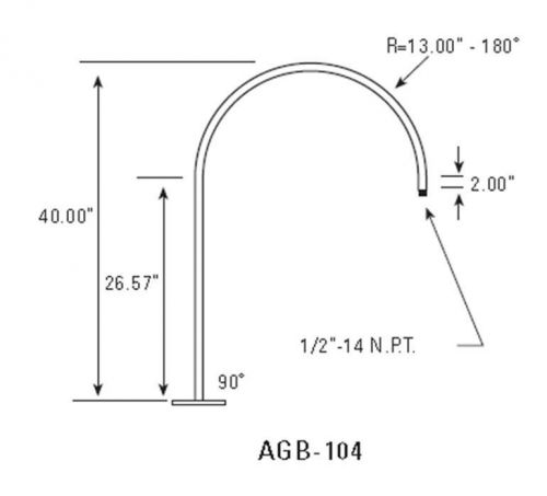 104 GOOSENECK FOR RLM 1/2&#034; RIGID PIPE BEND LENGTH 40&#034; RWA AGB-104-8 UNPAINTED