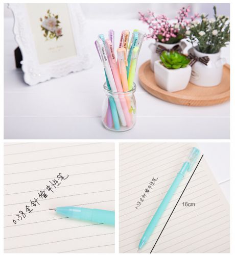 12Pcs 0.38mm Candy Cartoon Gel water-based pen Black Rollerball Ballpoint 1183