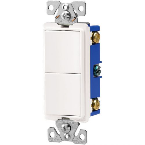 Decora 120V 15Amp Single Pole Dual double rocker switch white. pass &amp; Seymore