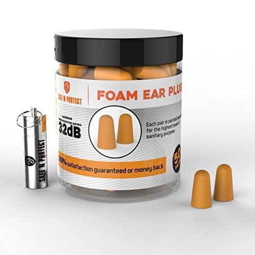 Safe n protect earplugs - 50 pairs individually wrapped + bonus aluminum case - for sale