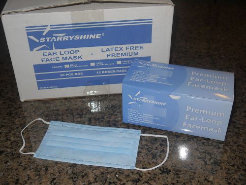 Case of Starryshine Ear Loop Fask Masks 12 boxes of 50ct BLUE