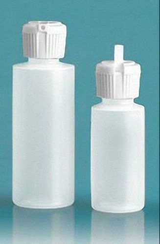 1 oz hdpe cylinder round plastic bottles w/polytop dispensing caps (lot of 100) for sale