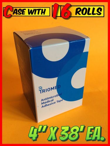 CASE w 16x TRIOMED Antimicrobial Medical Adhesive Tape (10cm x 10m / 4&#034; x 32.8&#039;)