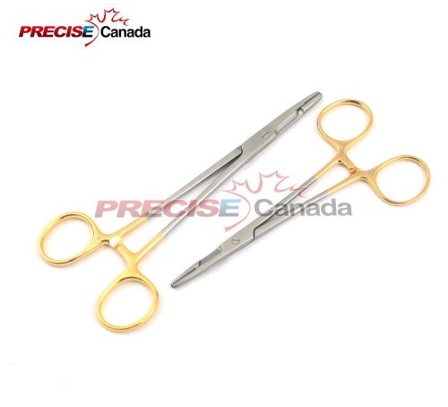 2 GOLD HANDLE O.R GRADE OLSEN HEGAR NEEDLE HOLDERS HEMOSTAT SCISSORS 5.5&#034;+ 6.5&#034;