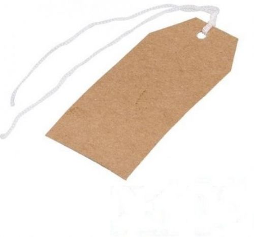 100pcs Brown Strung Tag Label White String 70 X 35mm